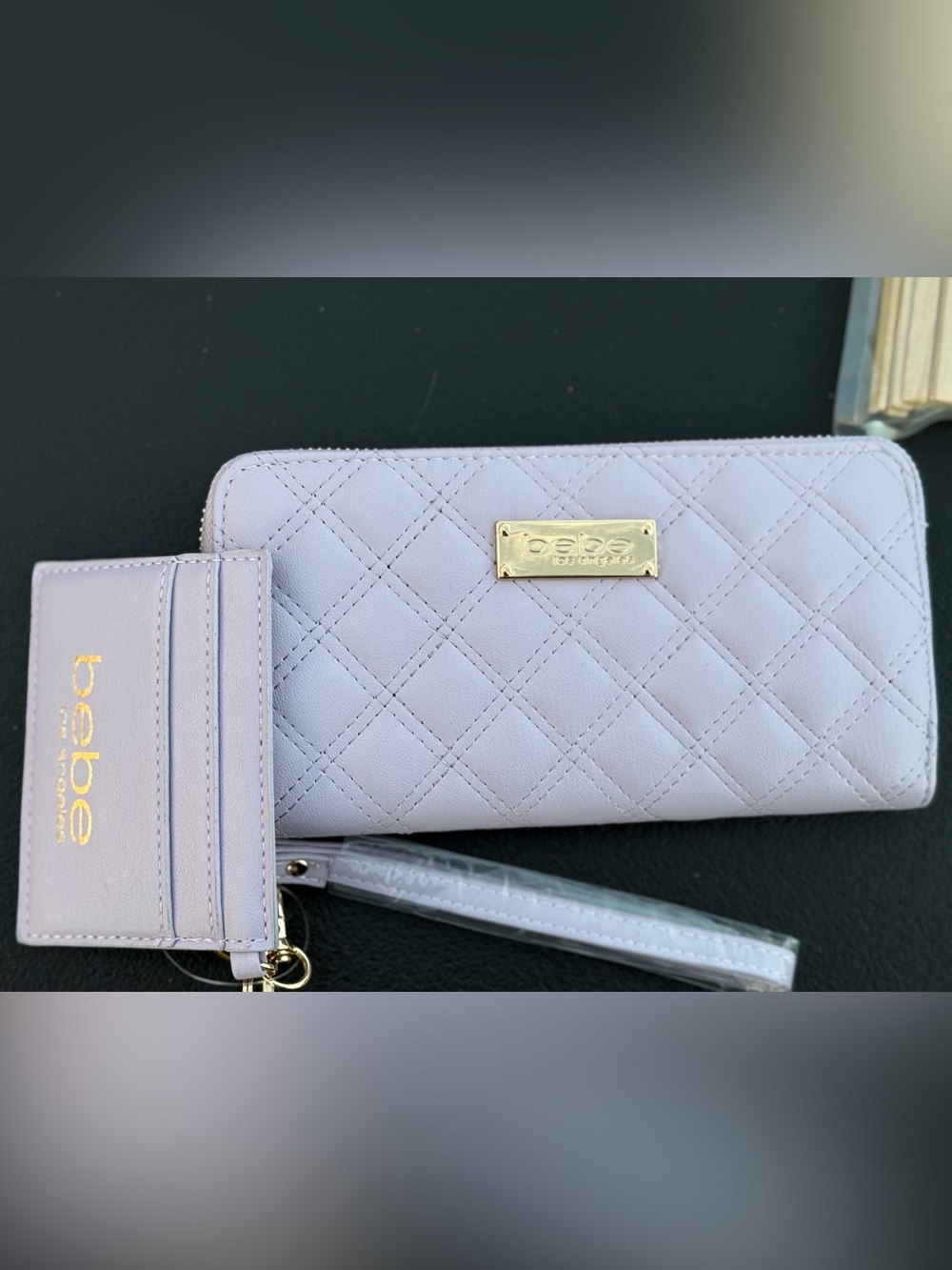 bebe Quilted Wristlet Clutch in Lavender